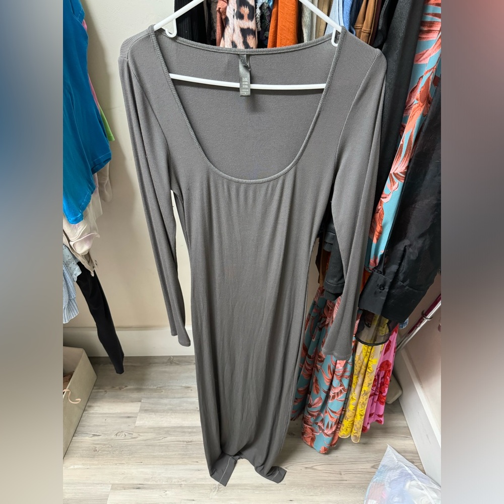 Skims Soft Lounge Long Cotton Ribbed Dress